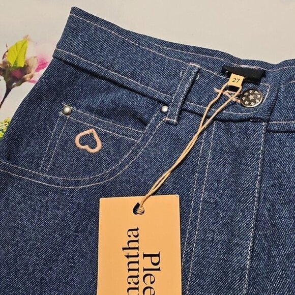 Samantha Pleet High Wasisted Wide Leg Blue Jeans Size 27 New - Picture 5 of 8